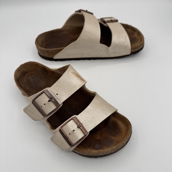Birkenstock Arizona Sandals Women's 37 / US7 Beige Double Strap Comfort Slides - Picture 1 of 10